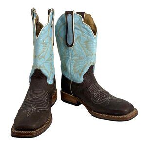 Craigs Boots Western Cowboy Boots Brown & Blue Leather Square Toe Womens SZ 7